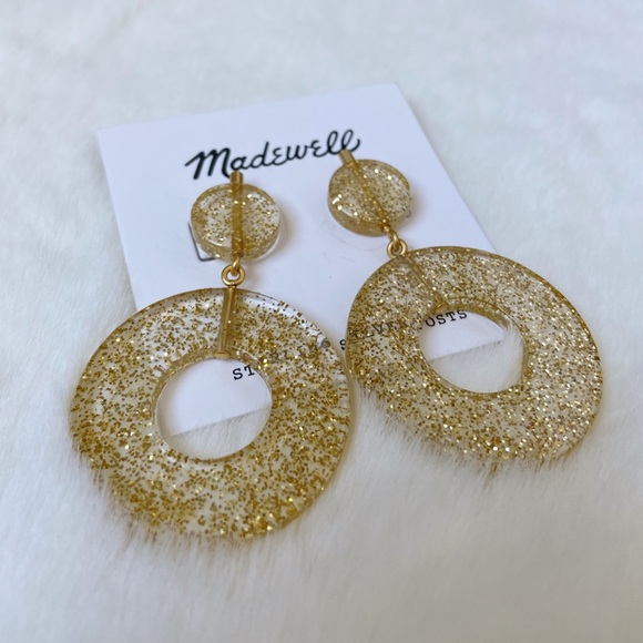 MADEWELL | Gold Glitter Statement Earrings - Picture 1 of 6